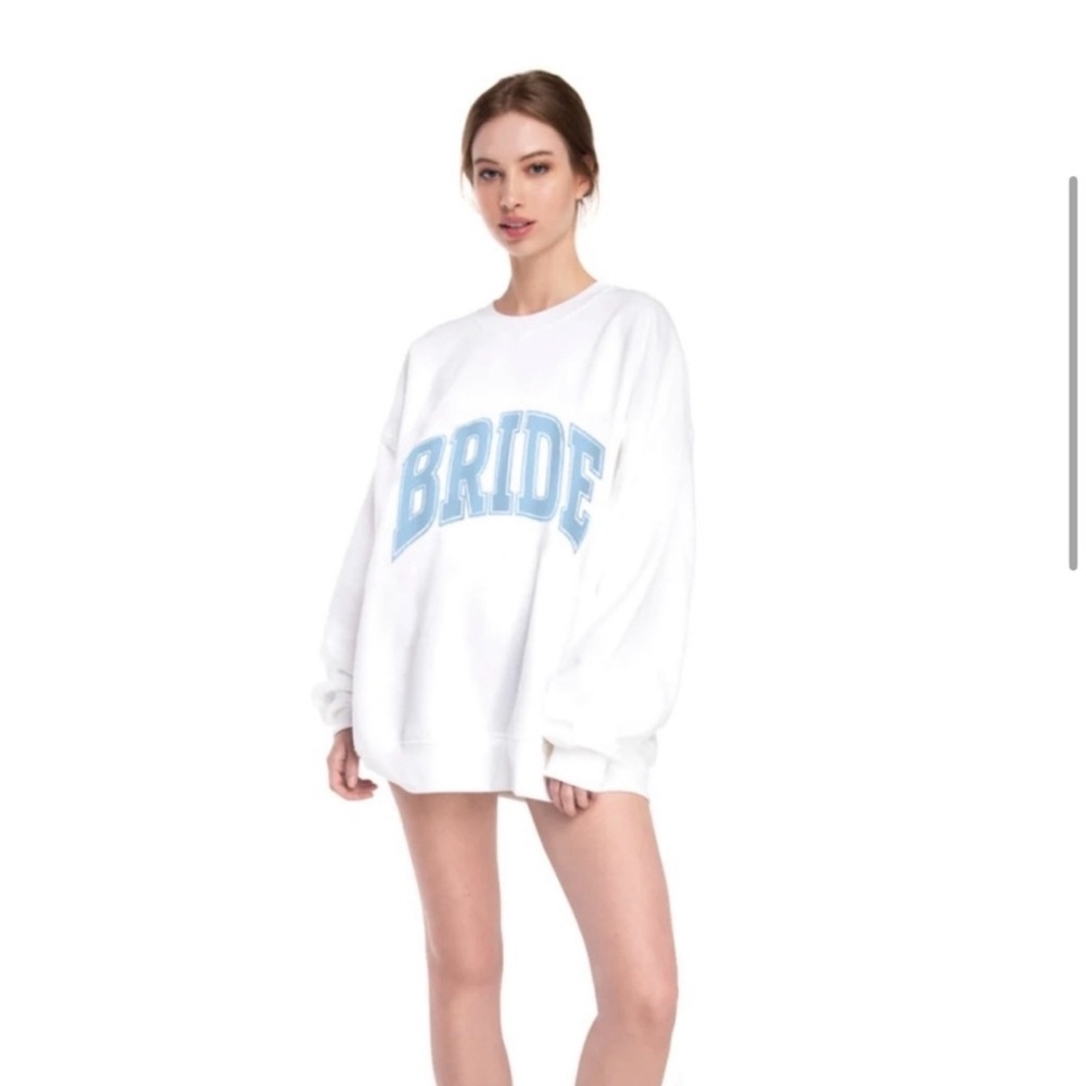 The Bar White Sweater with Blue Lettering